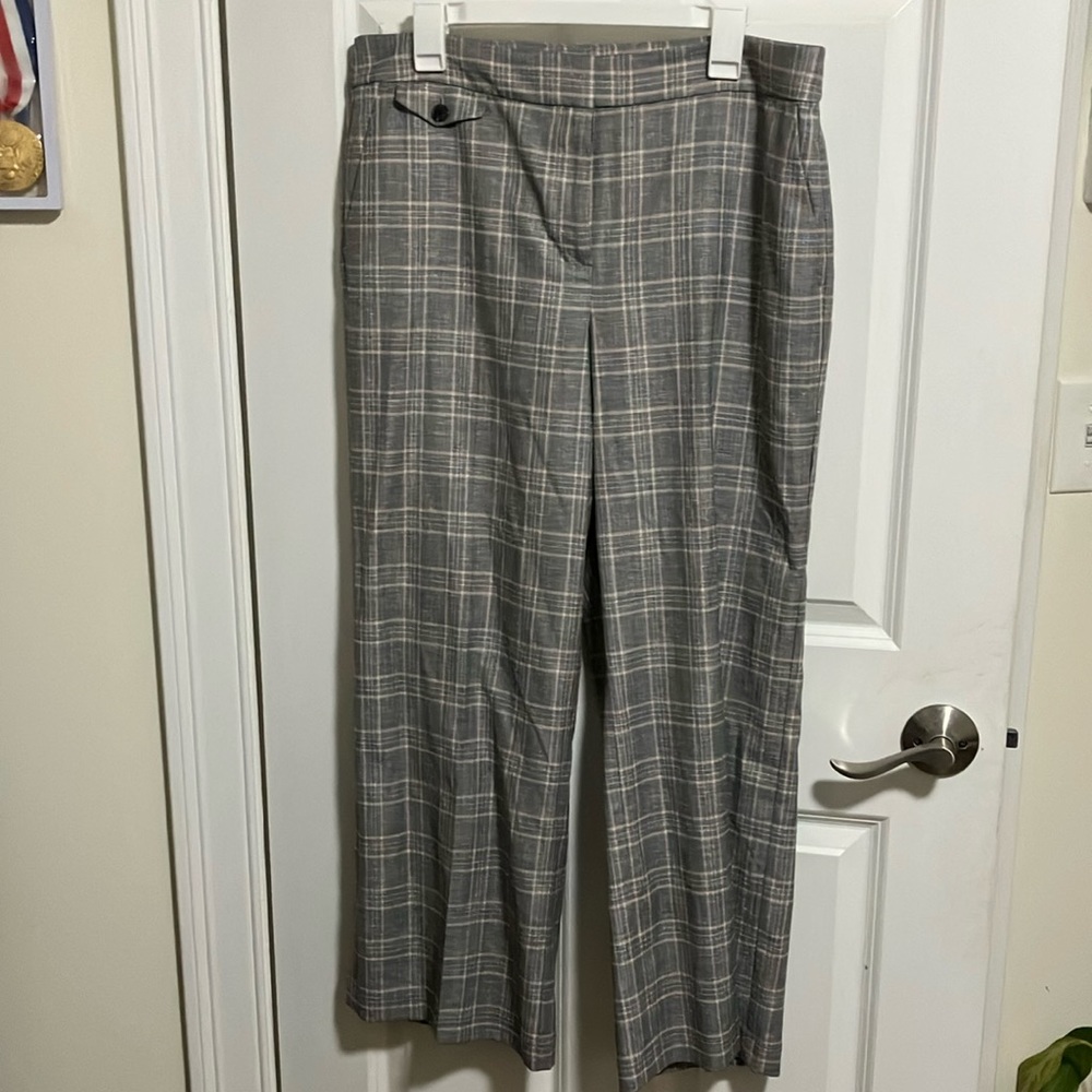 LOFT grey/pink plaid pants size 14P